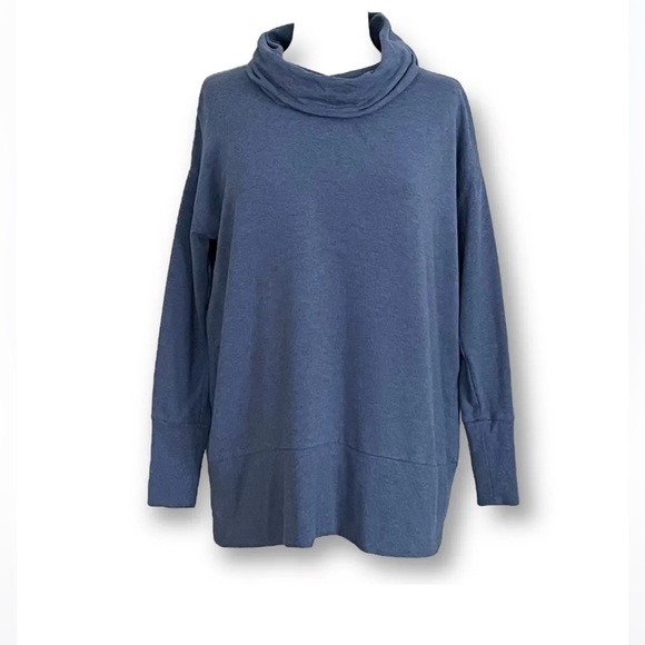 Garnet Hill Blue Tencel Cowl Neck Knit Tunic - Picture 3 of 10